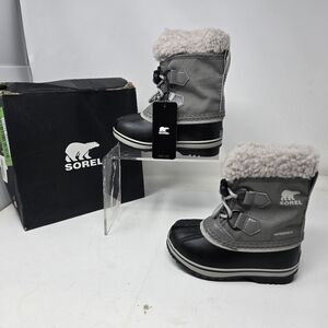 SOREL Kids Yoot Pac Nylon Toddler Size 9 Gray Black Insulated Waterproof